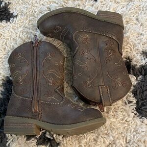 Cat & Jack Brown Zip Up Cowboy Boots Size Girls 8